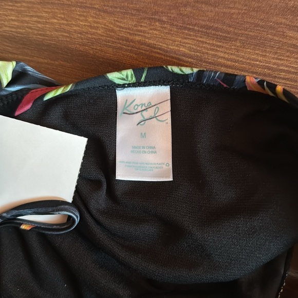 Kona Sol Black Floral Bikini Bottom Size Medium - Picture 2 of 5